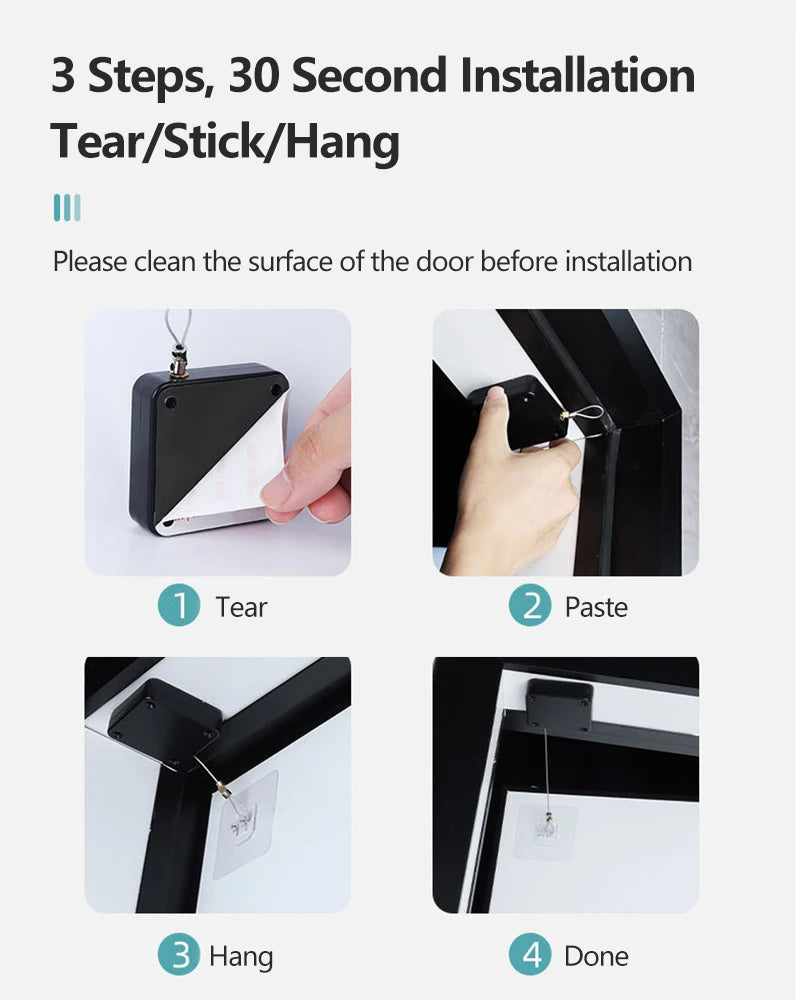 Automatic Sensor Door Closer Punch-Free Adjustable Surface Door Stopper Automatically Close Door Bracket Closer Home Improvement