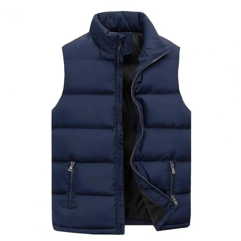 Mens Vest Jacket Men Autumn Warm Sleeveless Jackets Zipper Cotton Padded Thicken Cold Proof Plus Size Casual Straight Waistcoat
