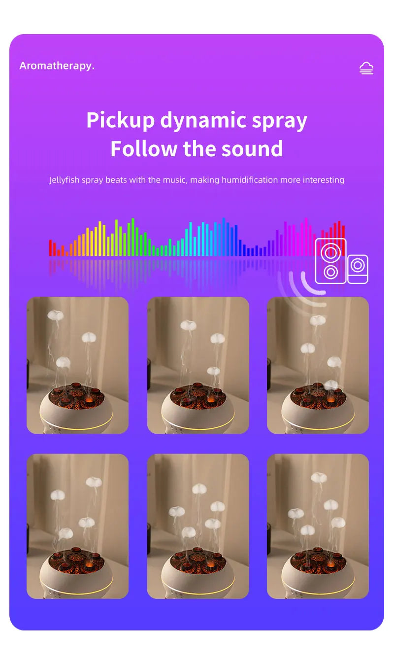 Jellyfish Aroma Humidifier Aromatherapy Diffuser 250ml Ultrasonic Essential Oil Diffuser Remote Control Mist Humidifier for Home