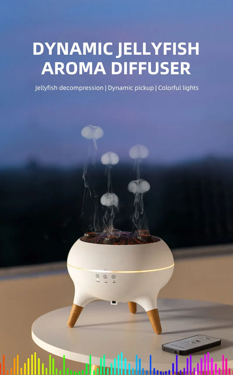 Jellyfish Aroma Humidifier Aromatherapy Diffuser 250ml Ultrasonic Essential Oil Diffuser Remote Control Mist Humidifier for Home