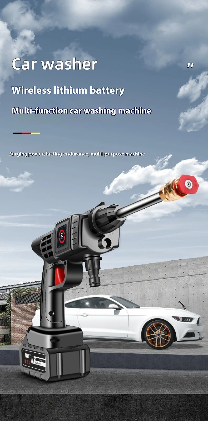 21v Cordless High Pressure Car Washer Spray Water Gun 30000mah Battery Foam Generator Car Washing Machine For Home ﻿