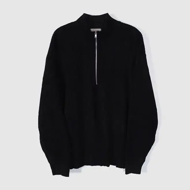 Autumn & Winter Men's Knitting Jacket Korean-Style New Half Zip Sweater Casual Minimalist Solid Color Outerwear